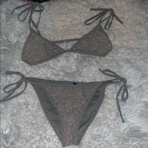 green embroidered bikini fashion nova